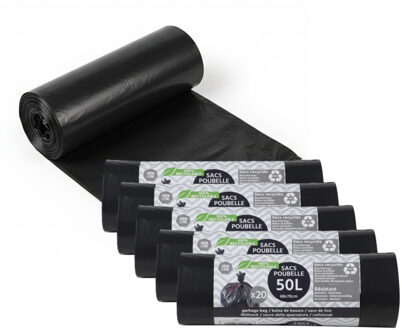 Basic Afvalzakken - vuilniszakken - 120x stuks - van 50 liter - zwart kunststof - 68 x 70 cm