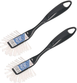 Basic Afwasborstel antraciet - 6x stuks - 26 cm - afwassen - borstels