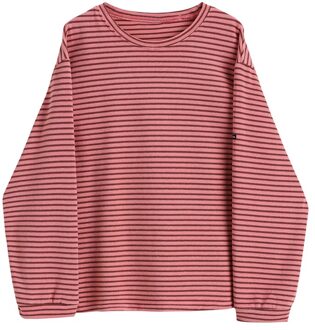 Basic Bf Gestreepte T-shirt Vrouwen Lente Regelmatige Lange Mouwen Jumper Tees Vrouwelijke O Hals Koreaanse Harajuku Straat ins Tops roze