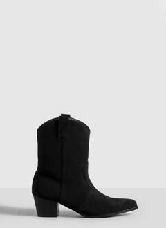 Basic Cowboy Enkellaarsjes Met Label, Black - 37