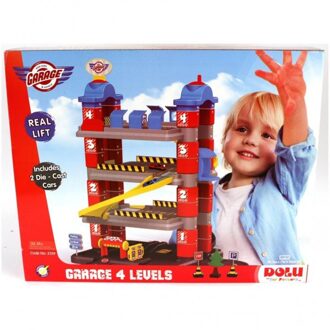 Basic Dolu Toy Factory New York Garage met 4 Etages/2 Die-Cast Auto's/2 Verkeersborden/Boom