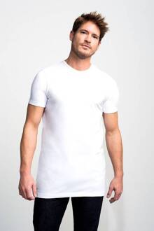 Basic Fit 2Pack T-shirt Ronde Hals Wit Extra Long (7700)