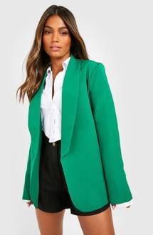 Basic Geweven Diep Uitgesneden Revers Getailleerde Blazer, Bright Green - 38