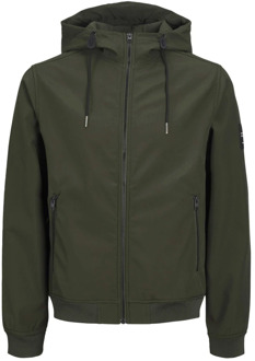 Basic Hooded Softshell Jas Heren donker groen - L