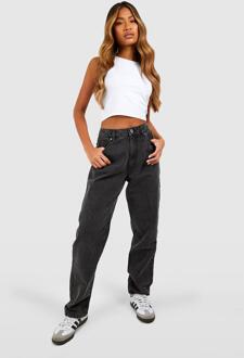 Basic Jeans Met Hoge Taille En Rechte Pijpen, Washed Black - 44