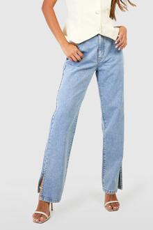 Basic Jeans Met Hoge Taille, Split En Rechte Pijpen, Light Blue - 38