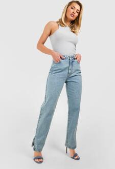 Basic Jeans Met Split En Rechte Pijpen, Light Blue - 34