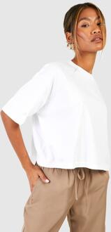 Basic Kort Katoenen Boxy T-Shirt, White - 36