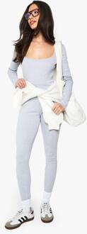 Basic Lange Mouwen Scoop Neck Unitard, Grey - 42