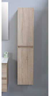 BASIC LINE Bella hoge kast greeploos 2 deuren 145x30x30cm Eiken Flat Pack SWFPHKEI Eiken (Hout) mat