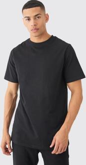 Basic Longline Crew Neck T-Shirt, Black - S