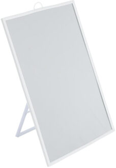 Basic Make-up Spiegel/scheerspiegel Op Standaard Kunststof 15 X 20 Cm Wit - Make-up Spiegeltjes