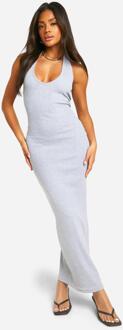 Basic Rib Plunge Hlater Maxi Dress, Grey Marl - 10