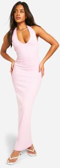 Basic Rib Plunge Hlater Maxi Dress, Pink - 14