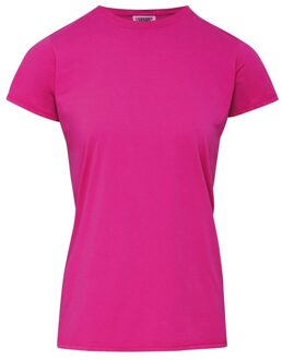 Basic ronde hals t-shirt comfort colors fuchsia voor dames - Dameskleding t-shirt fuchsia L (40/52)