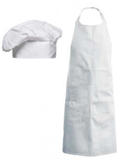 Basic set witte koksmuts en kookschort voor kinderen