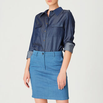 Basic shirt denim look - maat Blauw