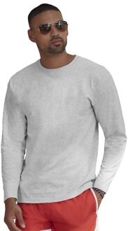 Basic shirt lange mouwen/longsleeve grijs voor heren M (38/50)