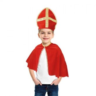 Basic Sinterklaas Cape en Hoed Rood/Goud