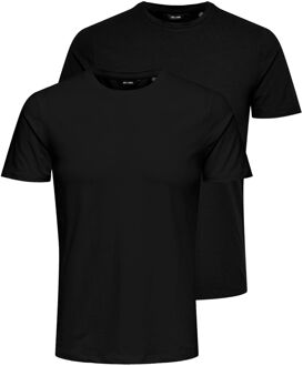 Basic Slim Crew Shirt Heren (2-pack) zwart
