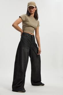 Basic Super Wijde Pijp Jeans, Washed Black - 10/32L
