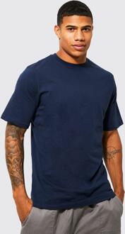 Basic T-Shirt Met Crewneck Met Reel Katoen, Navy - S