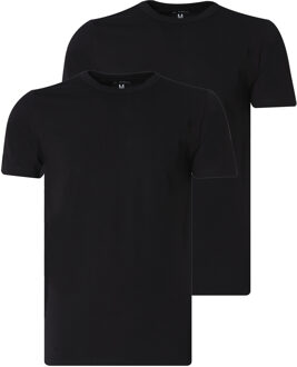 Basic t-shirt met korte mouwen 2-pack Zwart - S