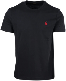 Basic T-shirt met logoborduring Zwart - XL