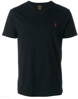 Basic T-shirt met logoborduring Zwart - XL