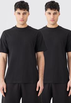 Basic T-Shirts (2 Stuks), Black - M