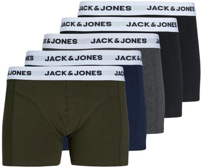 Basic Trunks Boxershorts Heren (5-pack) grijs - groen - blauw - zwart - wit - L