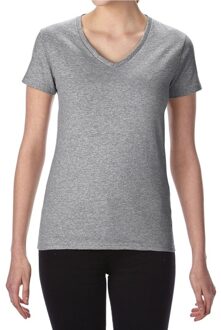 Basic V-hals t-shirt grijs voor dames - Casual shirts - Dameskleding t-shirt grijs L (40/52)