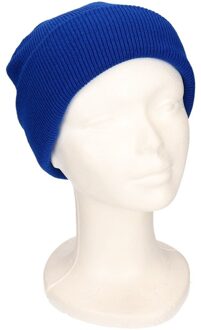 Basic winter muts blauw voor jongens