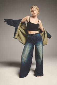 Basics 32 Inch Jeans Met Hoge Taille En Rechte Pijpen, Washed Indigo - 36