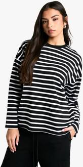 Basics Gestreept Oversized Lange Mouw Top, Black/White - 34
