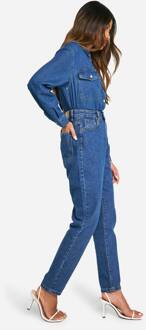 Basics Hoge Taille Slim Fit Jeans, Washed Indigo - 42