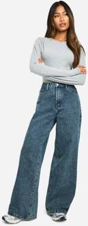 Basics Hoge Taille Super Wijde Pijp Jeans, Vintage Wash - 16/32L