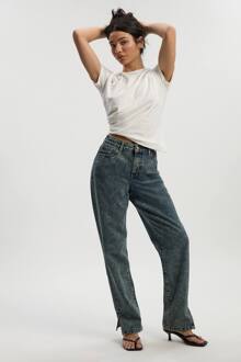 Basics Jeans Met Gespleten Zoom En Rechte Pijp, Vintage Wash - 16/30L