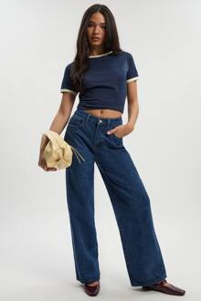 Basics Jeans Met Hoge Taille En Wijde Pijpen, Mid Blue - 14/30L