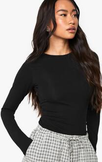 Basics Longline Top Met Lange Mouwen En Ronde Hals, Black - 42