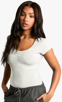 Basics One Piece Met Geplooide Buste En Korte Mouwen, Grey Marl - 36