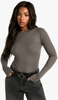 Basics One Piece Met Ronde Hals En Lange Mouwen, Charcoal - 34