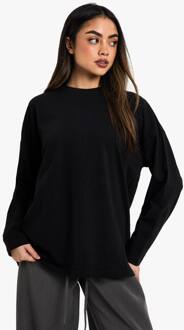 Basics Oversized T-Shirt Met Lange Mouwen, Black - 44