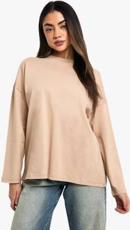 Basics Oversized T-Shirt Met Lange Mouwen, Taupe - 38