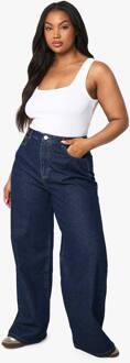 Basics Plus Basics Hoge Taille Wijde Pijpen Jeans, Indigo - 46