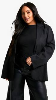 Basics Plus Essential Oversized Single Breasted Blazer, Black - 46