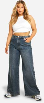 Basics Plus Hoge Taille Super Wijde Broekspijpen Jeans, Vintage Blue - 56