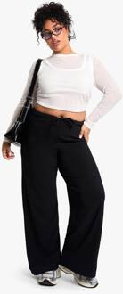 Basics Plus Rib Met Trekkoord Taille Broek Met Wijde Pijpen, Black - 46