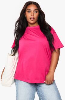 Basics Plus Super Oversized Ronde Hals Basic Cotton T-Shirt, Pink - 50