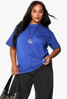 Basics Plus Super Oversized Ronde Hals Basic Katoenen T-Shirt, Blue - 44